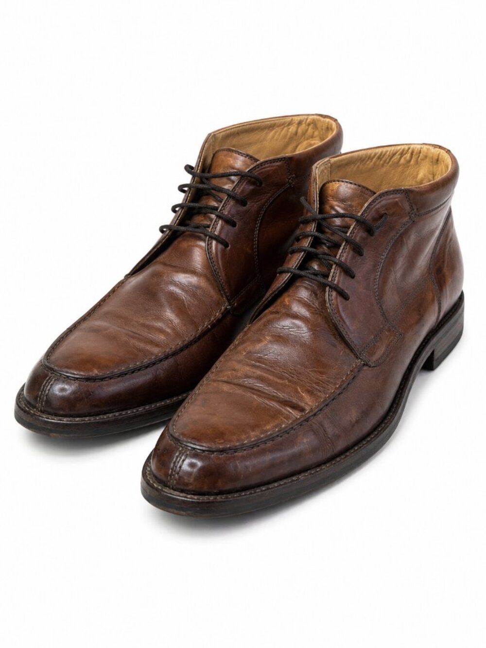 Johnston and Murphy Brown Italian Leather Chukka Boots Mens 12 Moc Toe